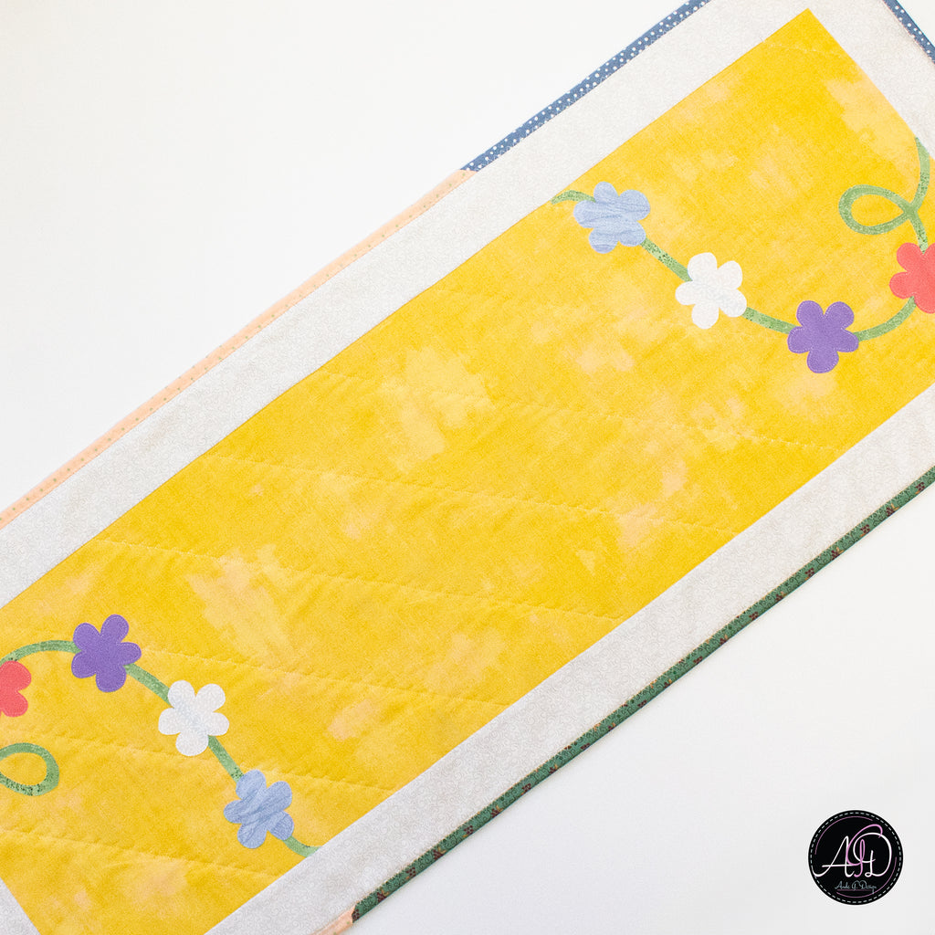 Yellow Floral Spring Applique Quilted Table Runner