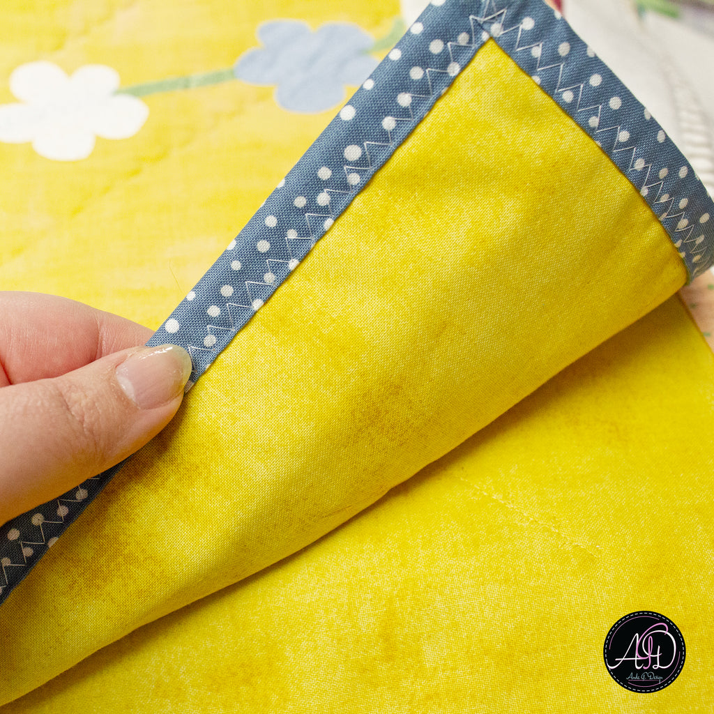 Yellow Floral Spring Applique Quilted Table Runner