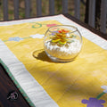 Yellow Floral Spring Applique Quilted Table Runner