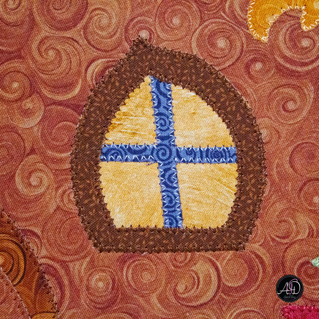 Autumn Acorn House Quilted Applique Wall Hanging