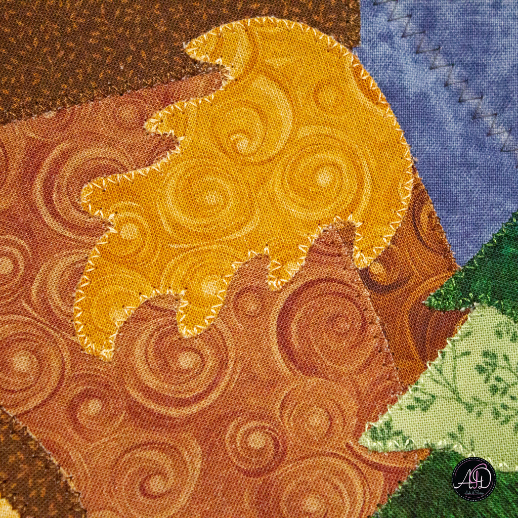 Autumn Acorn House Quilted Applique Wall Hanging