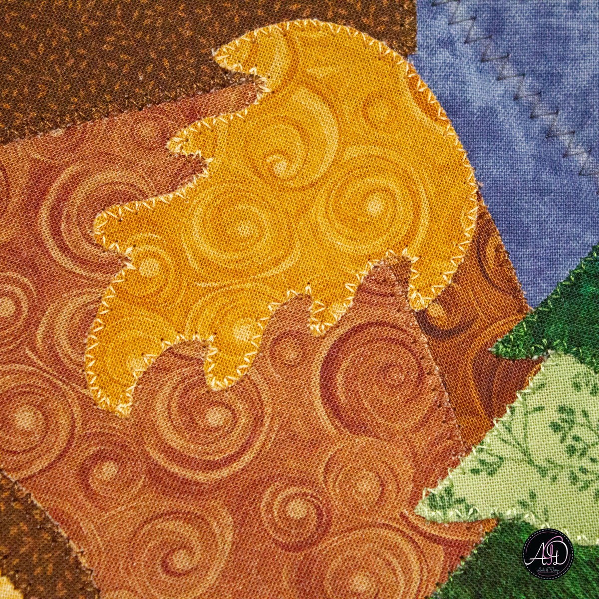 Autumn Acorn House Quilted Applique Wall Hanging