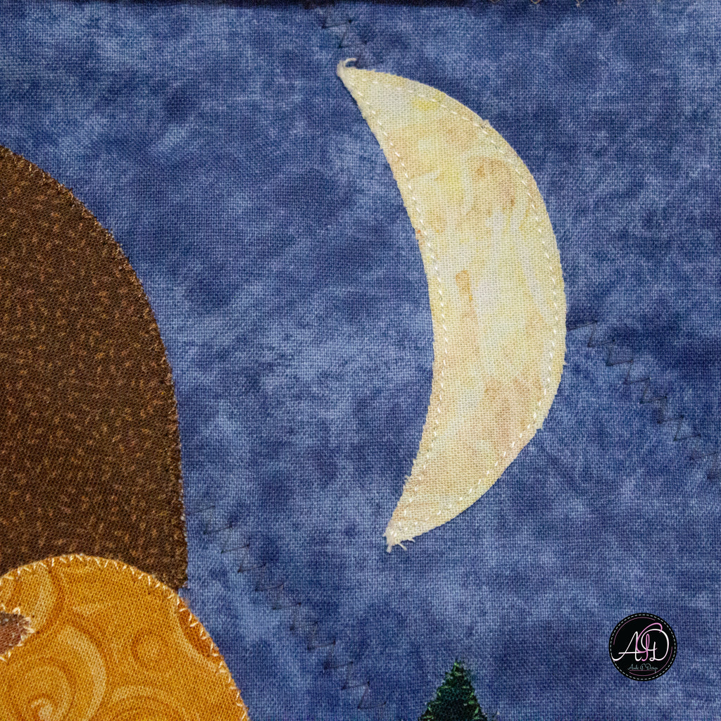 Autumn Acorn House Quilted Applique Wall Hanging
