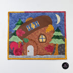 Autumn Acorn House Quilted Applique Wall Hanging