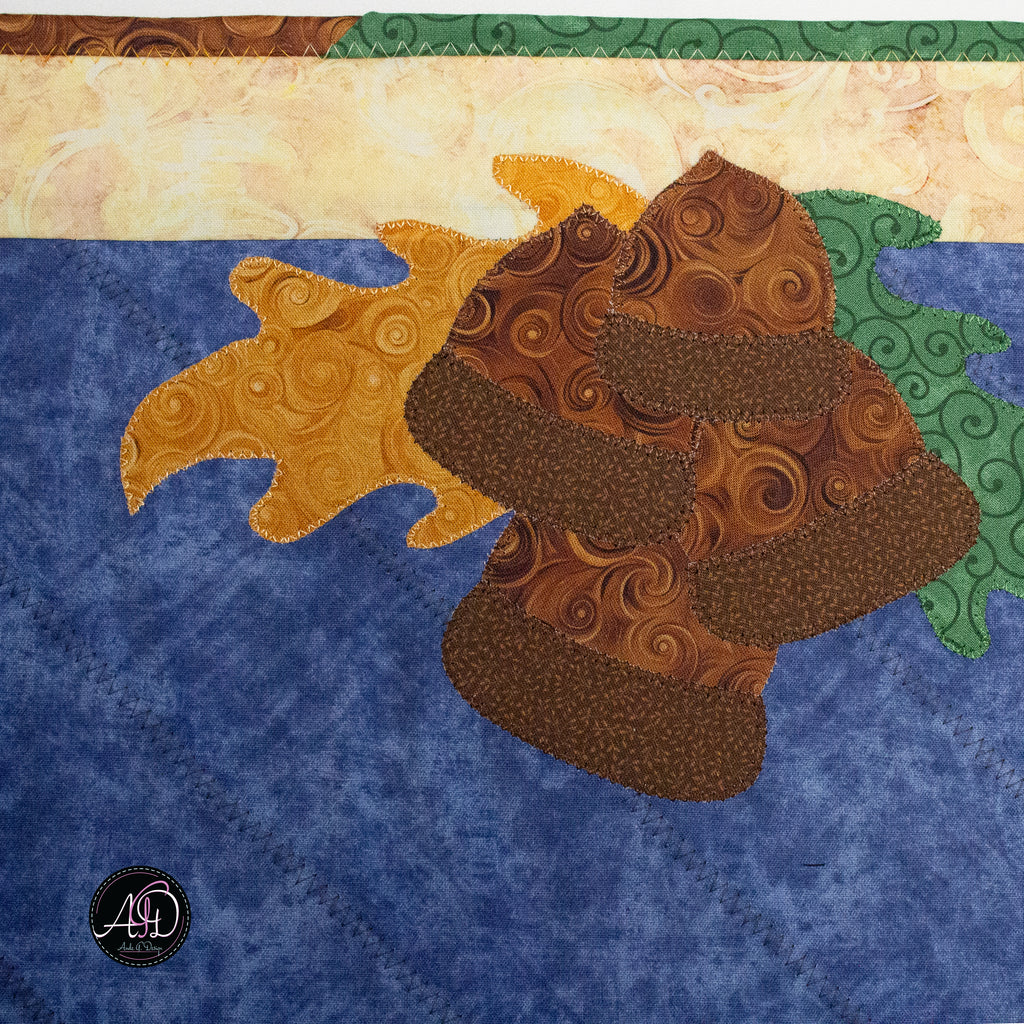 Autumn Acorn and Squirrel Quilted Applique Table Runner