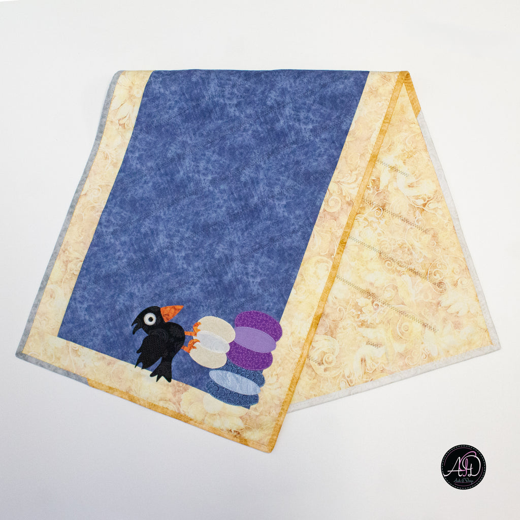 Autumn Crow and Pumpkin Quilted Applique Table Runner