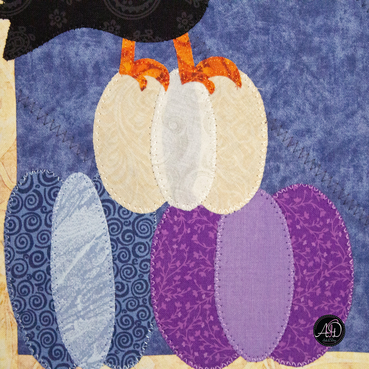 Autumn Crow and Pumpkin Quilted Applique Table Runner