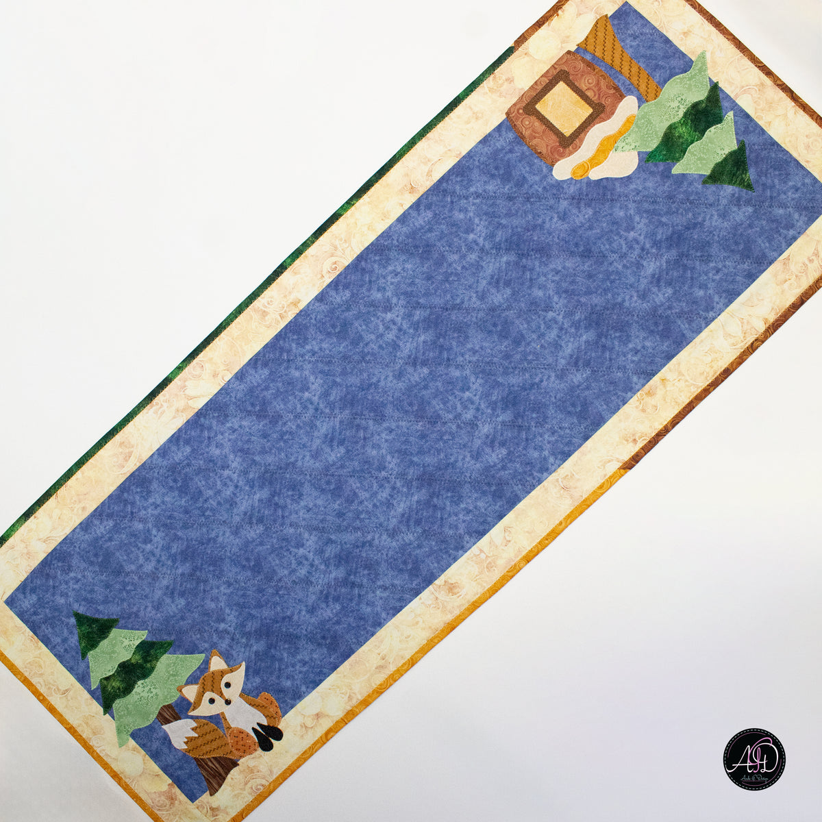 Autumn Fox and Treehouse Quilted Applique Table Runner
