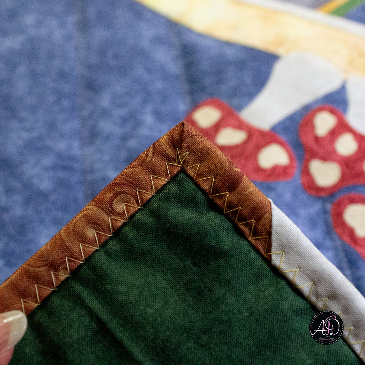 Autumn Mushroom and Owl Quilted Applique Table Runner