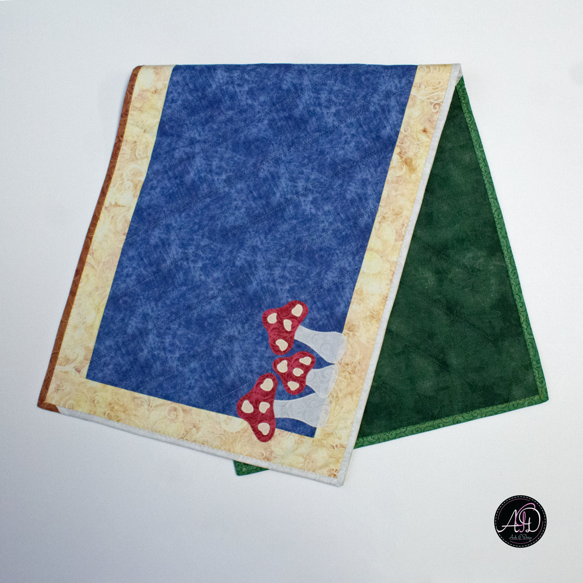 Autumn Mushroom and Owl Quilted Applique Table Runner