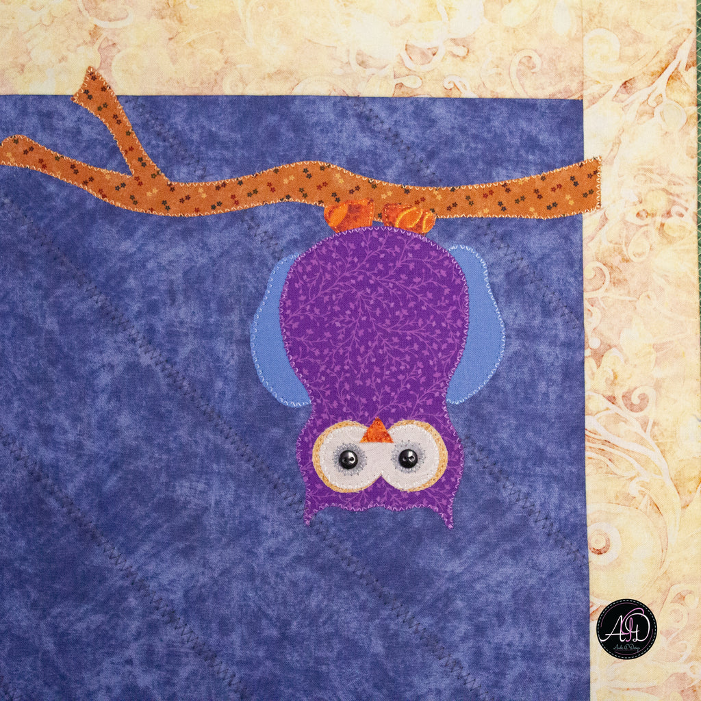 Autumn Mushroom and Owl Quilted Applique Table Runner