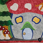 Autumn Mushroom Cottage Quilted Applique Wall Hanging