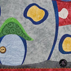 Autumn Mushroom Cottage Quilted Applique Wall Hanging