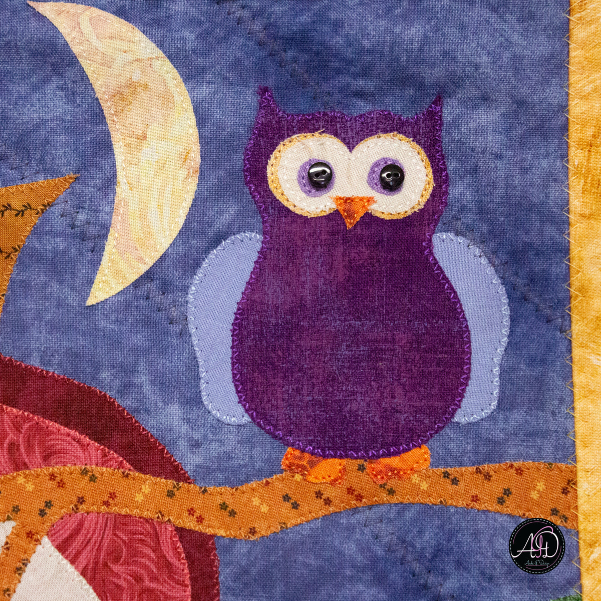 Autumn Mushroom Cottage Quilted Applique Wall Hanging
