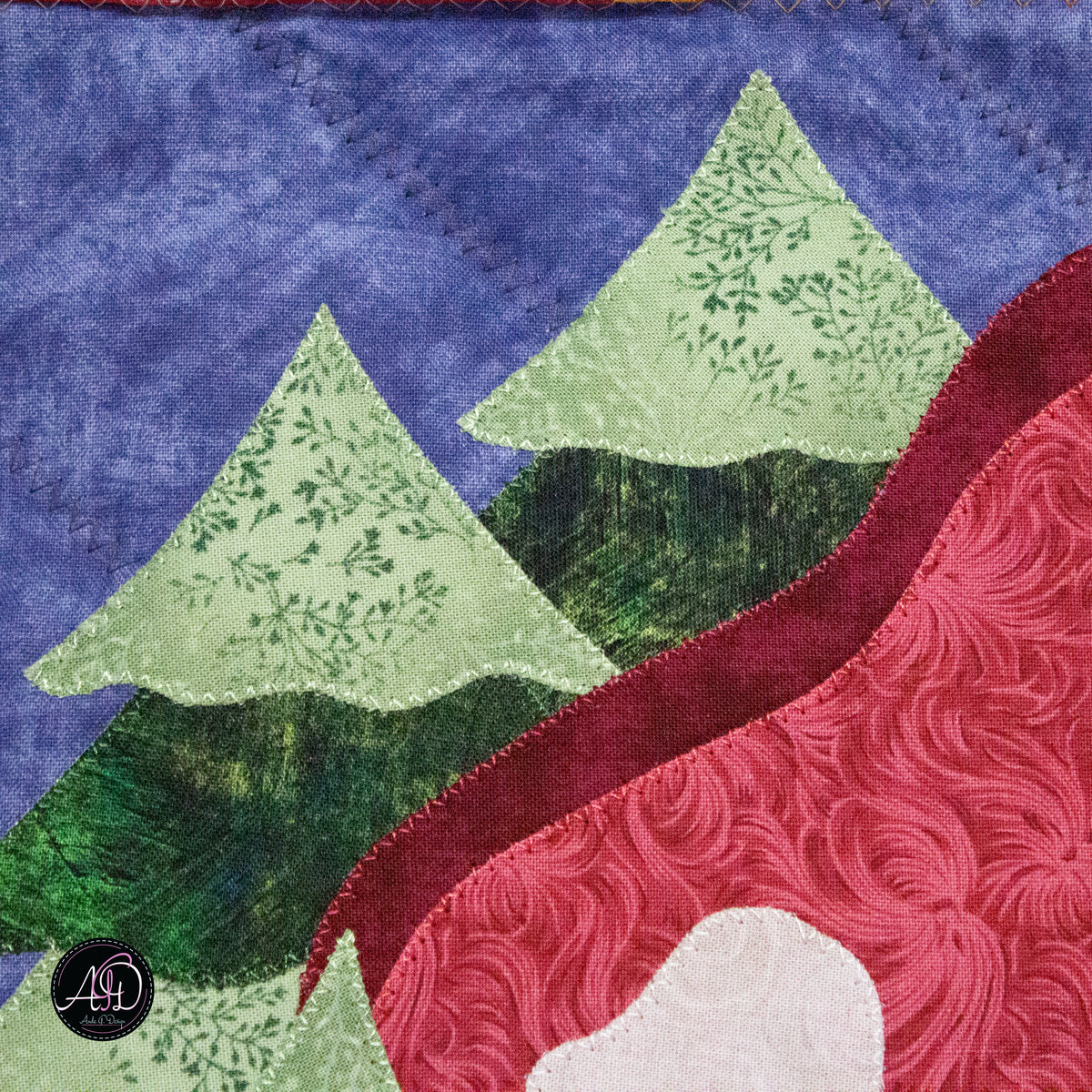 Autumn Mushroom Cottage Quilted Applique Wall Hanging