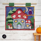 Autumn Mushroom Cottage Quilted Applique Wall Hanging