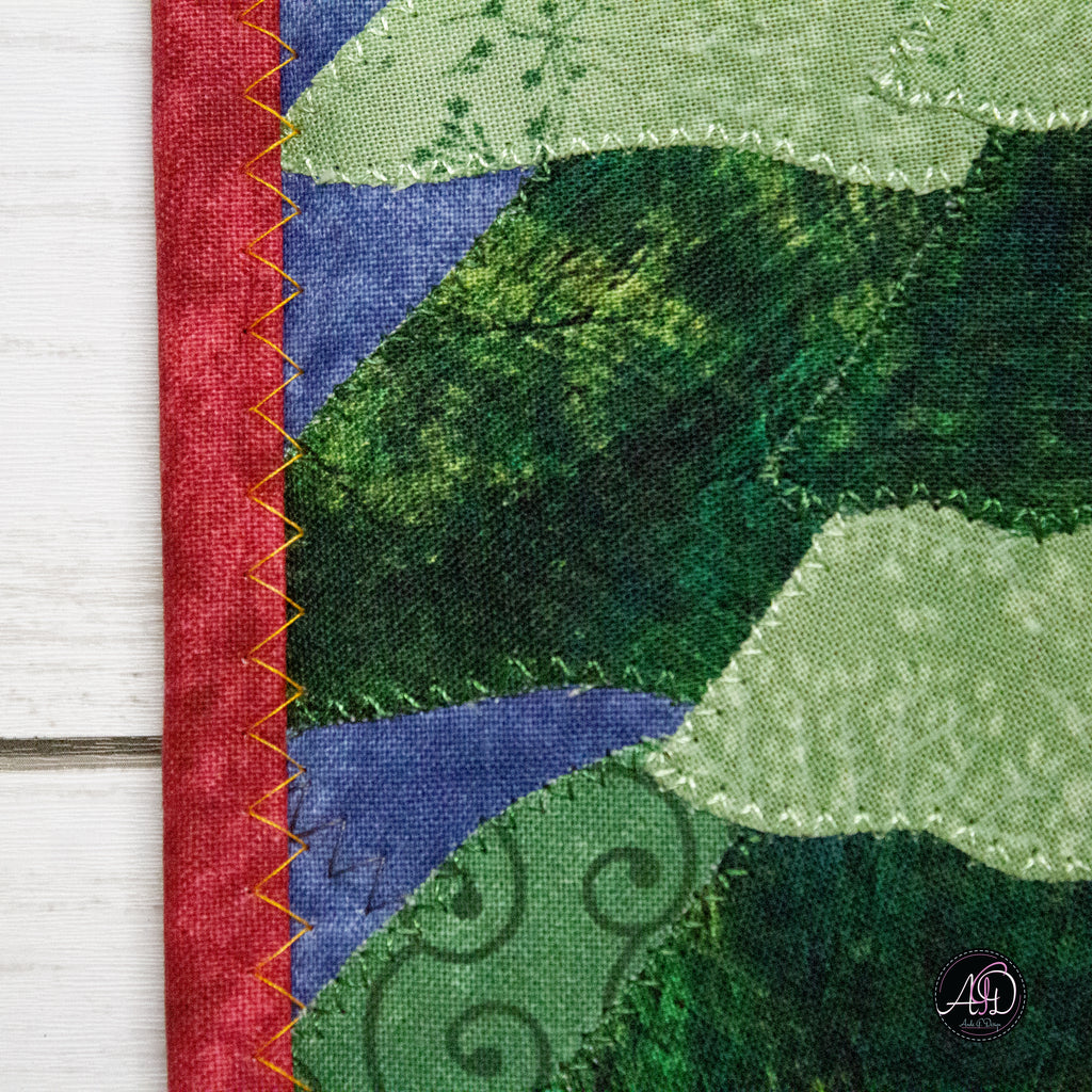 Autumn Mushroom Cottage Quilted Applique Wall Hanging