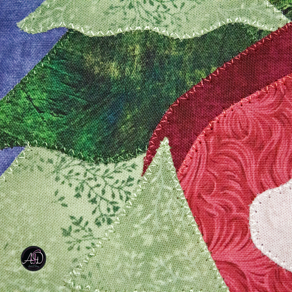 Autumn Mushroom Cottage Quilted Applique Wall Hanging