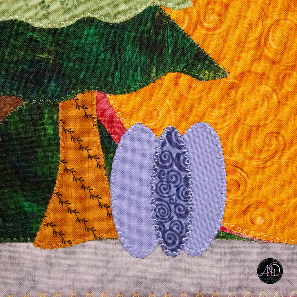 Autumn Pumpkin Cottage Quilted Applique Wall Hanging