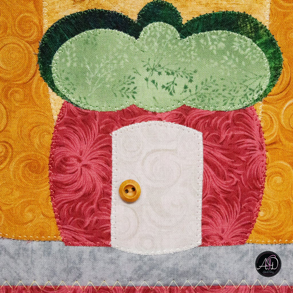 Autumn Pumpkin Cottage Quilted Applique Wall Hanging