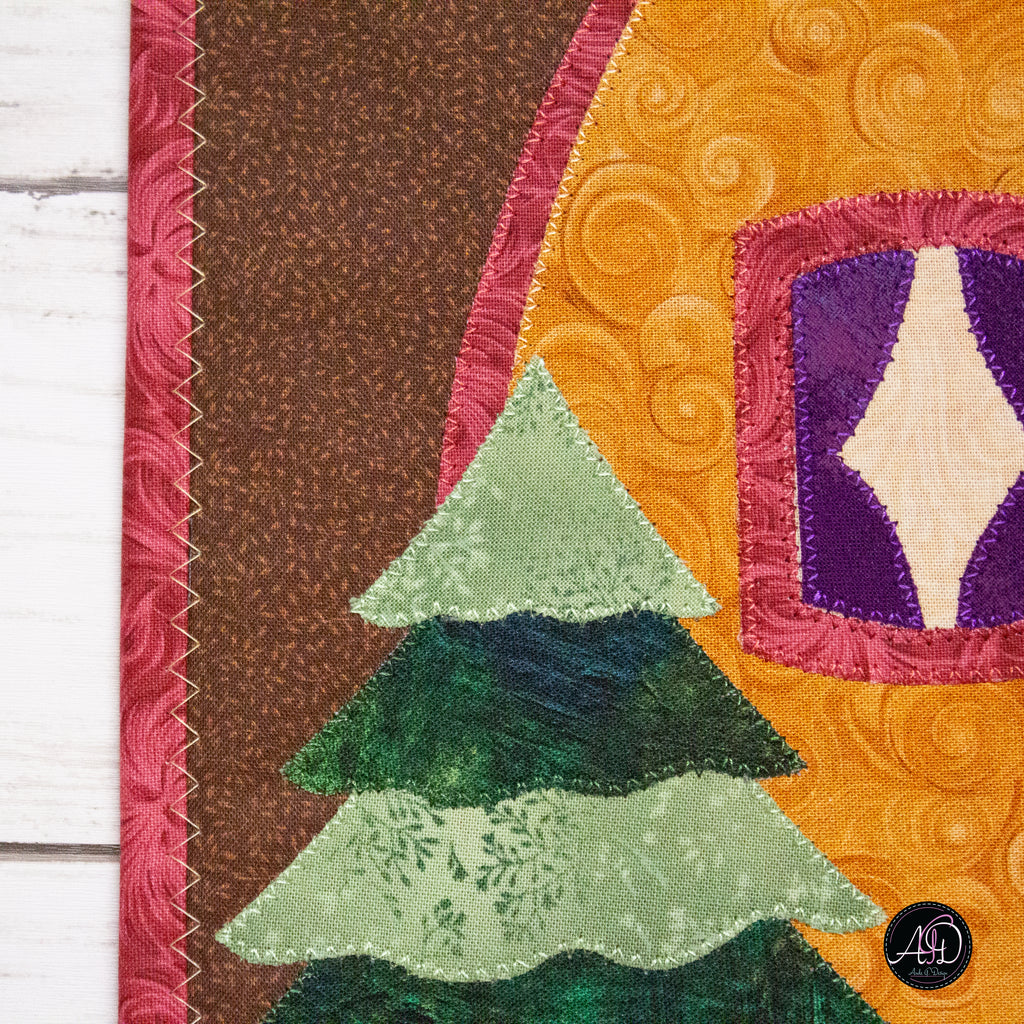 Autumn Pumpkin Cottage Quilted Applique Wall Hanging
