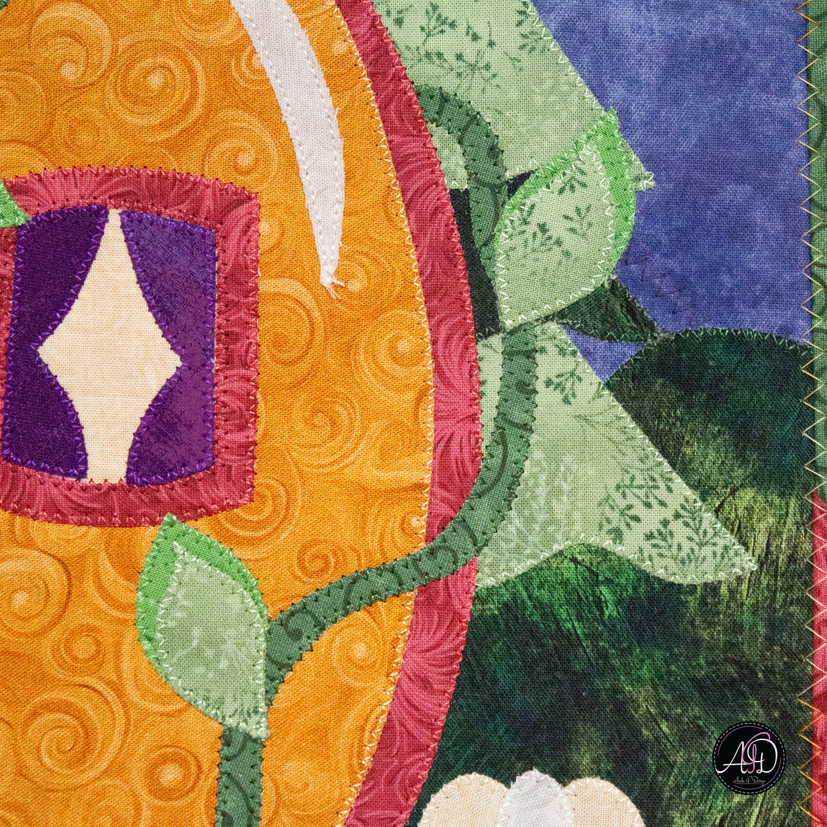 Autumn Pumpkin Cottage Quilted Applique Wall Hanging