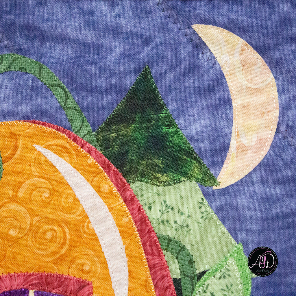 Autumn Pumpkin Cottage Quilted Applique Wall Hanging
