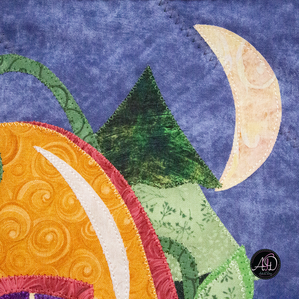 Autumn Pumpkin Cottage Quilted Applique Wall Hanging