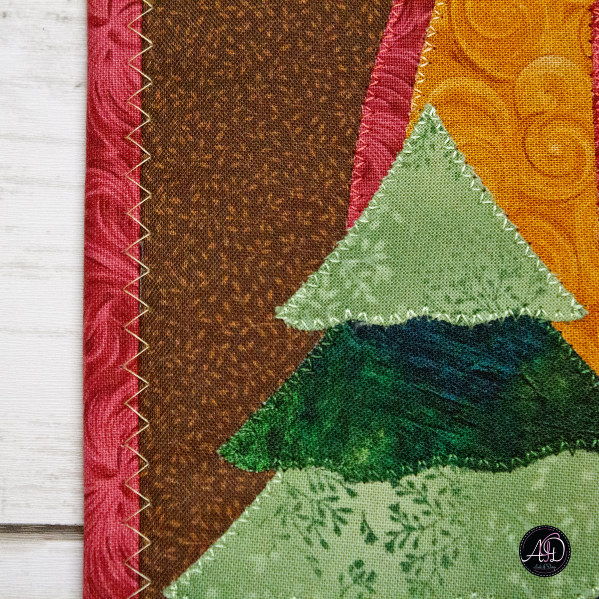 Autumn Pumpkin Cottage Quilted Applique Wall Hanging