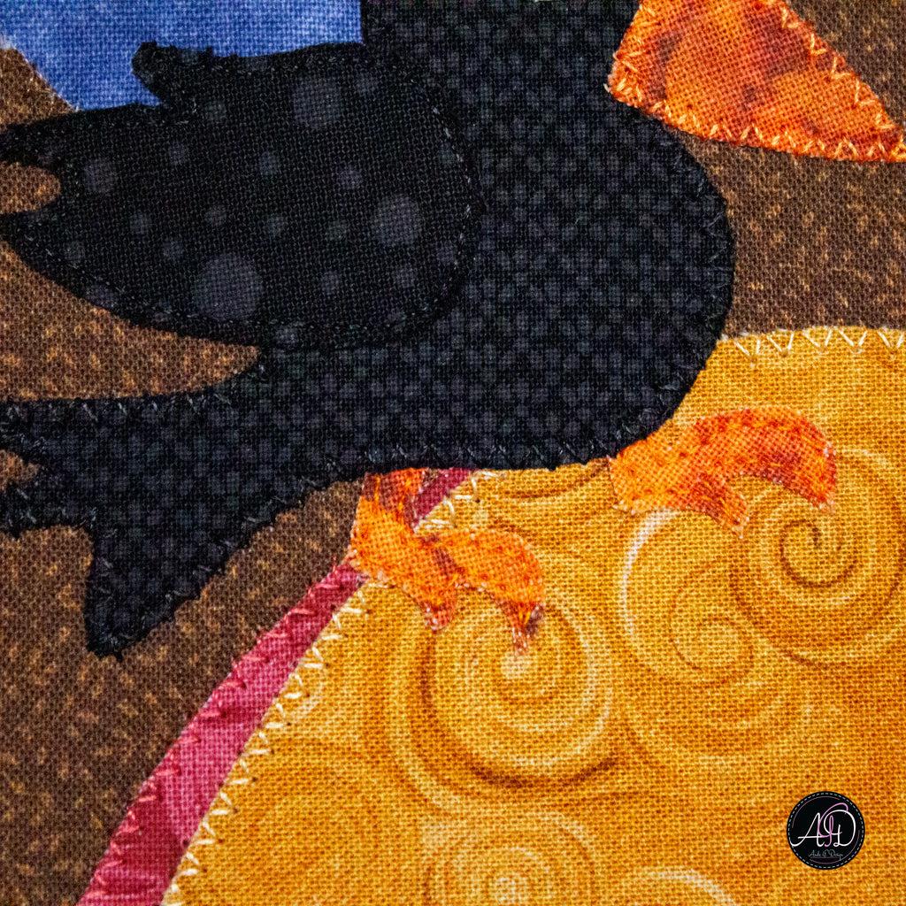 Autumn Pumpkin Cottage Quilted Applique Wall Hanging