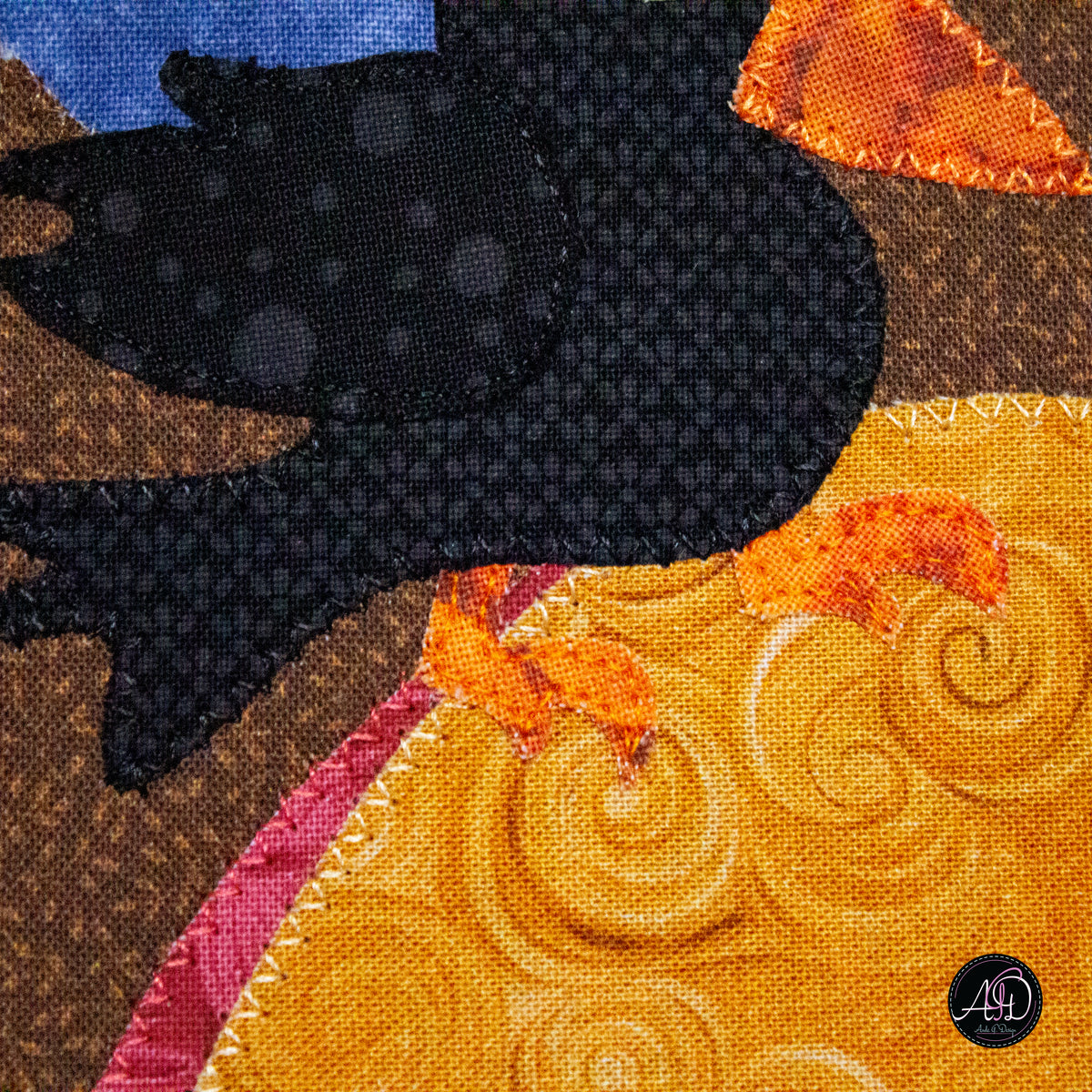 Autumn Pumpkin Cottage Quilted Applique Wall Hanging