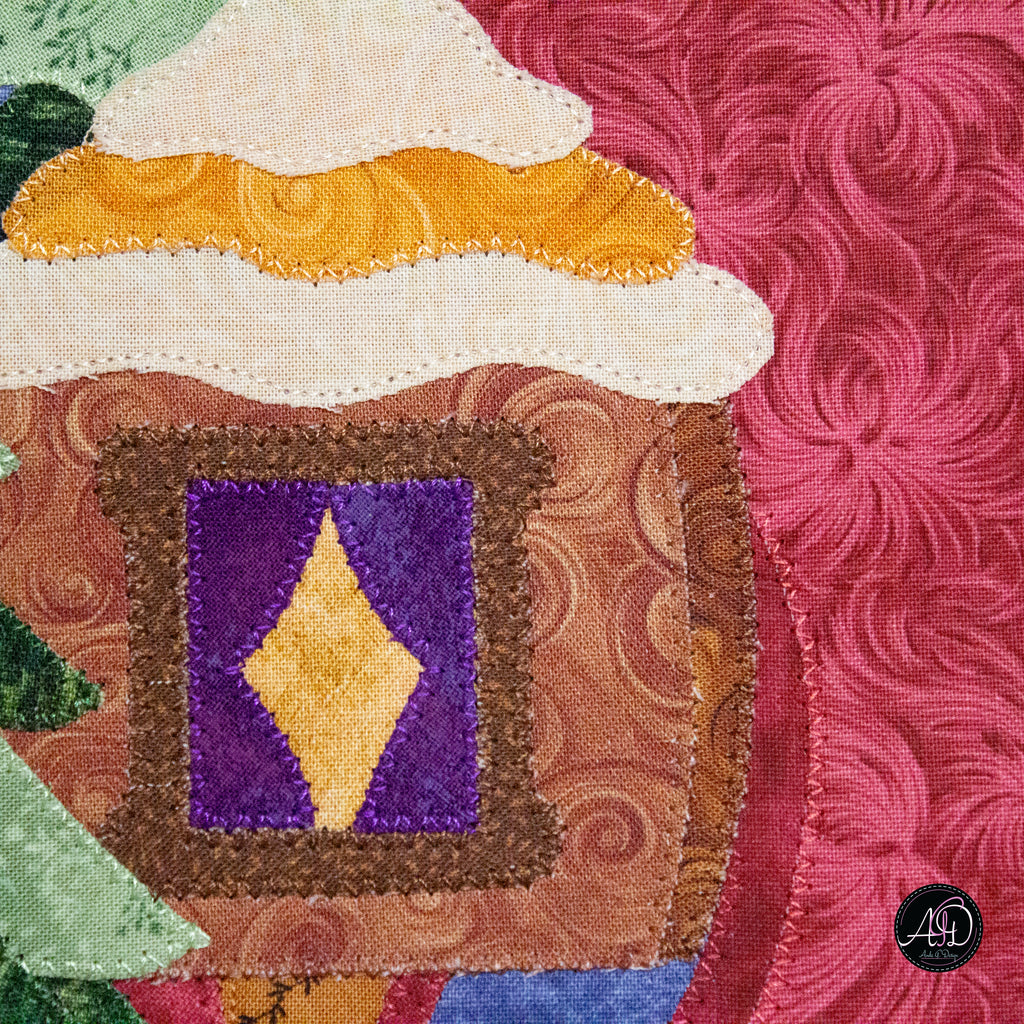 Autumn Treehouse Cottage Quilted Applique Wall Hanging
