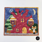 Autumn Treehouse Cottage Quilted Applique Wall Hanging