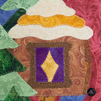 Autumn Treehouse Cottage Quilted Applique Wall Hanging