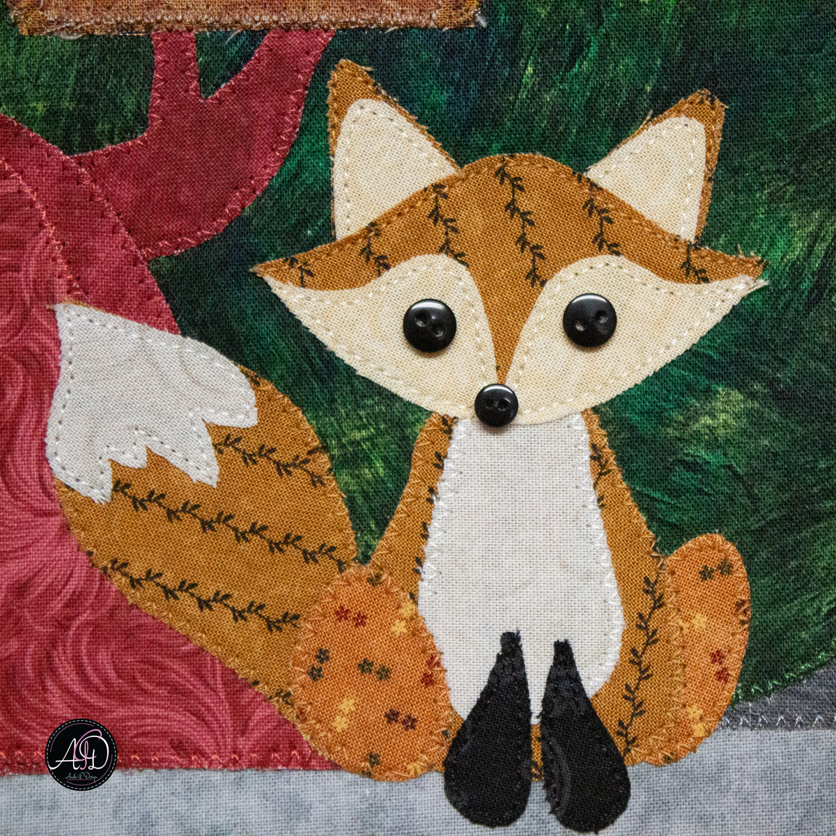 Autumn Treehouse Cottage Quilted Applique Wall Hanging