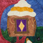 Autumn Treehouse Cottage Quilted Applique Wall Hanging